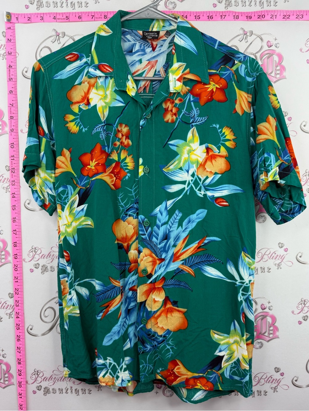 CAMISARIA LUMEENA shirt Tropical Floral Short-Sleeve Dress Shirt - Green